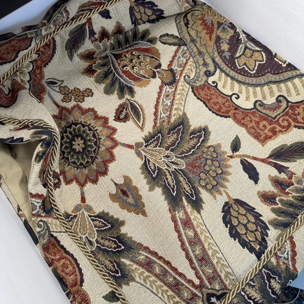 VTG Croscill Floral Jacobean Cord‎ Trim Damask Chenille King Pillow Sham Zip Off